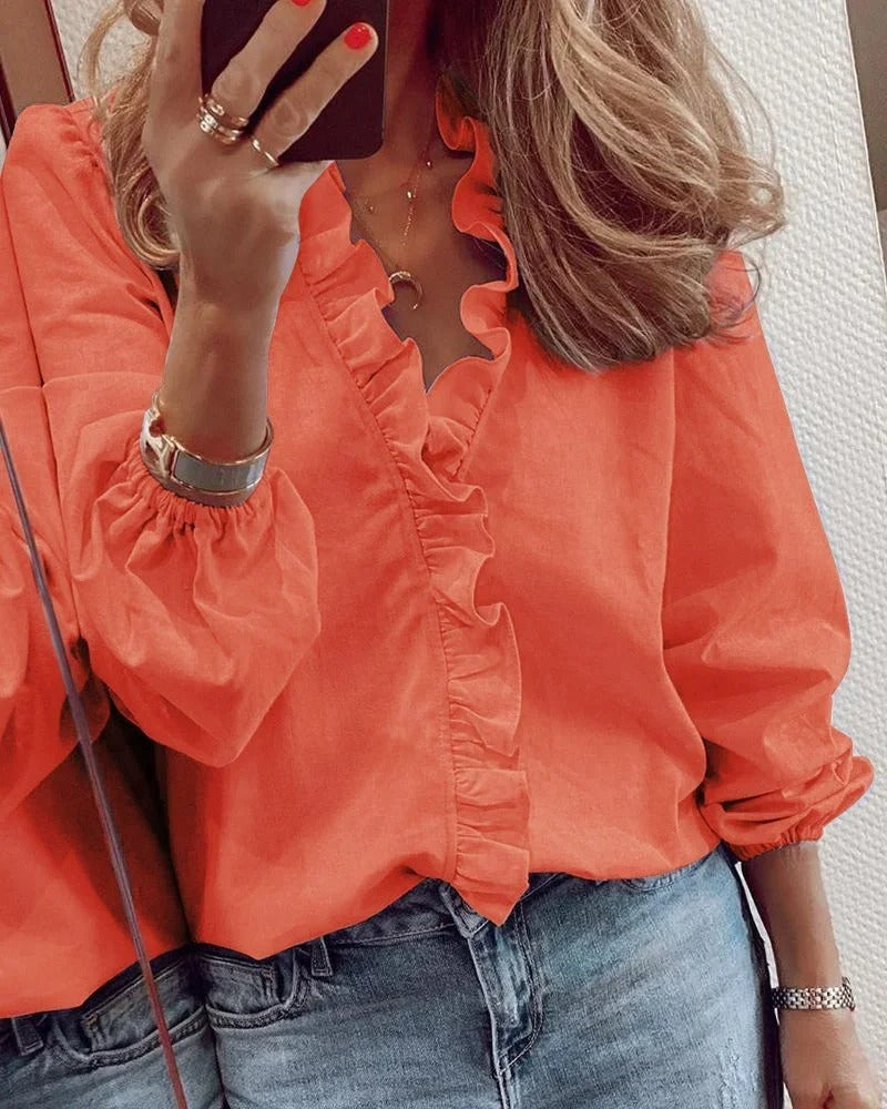 Delphine™ - Ruffles Long-sleeved blouse